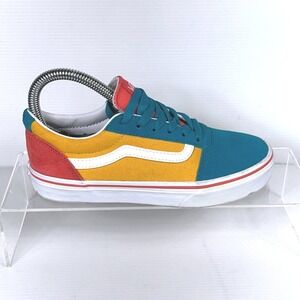 Vans Kids Size 2.5 Ward Low Top Skate Sneakers Teal Purple Gold Red NEW $50